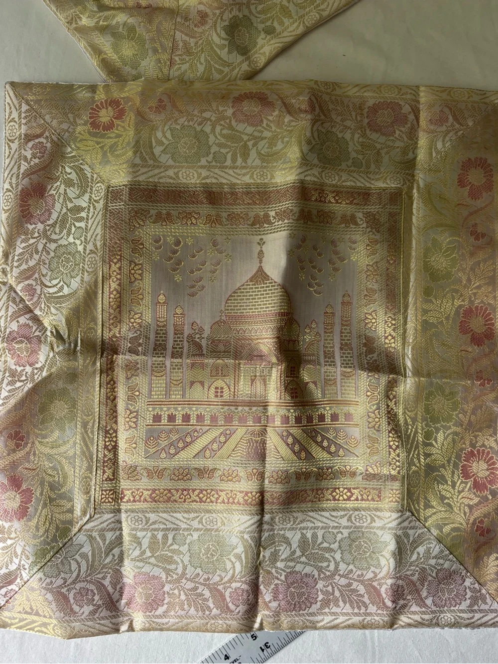 Elegant Gold and Cream Decorative Silk Indian Cushion Covers - Set of 2